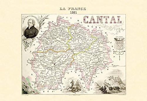 Mapa de mediados del siglo XIX de las regiones de Francia Póster Imprimir por Par M Vuillemin (24 x 36)