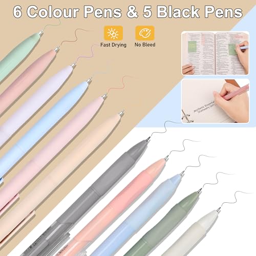 COZCLAM 32pcs Aesthetic Stationery Supplies with White Pen Case, 12 Pastel Highlighters, 6 Colour Pens, 5 Black Pens - Image 4