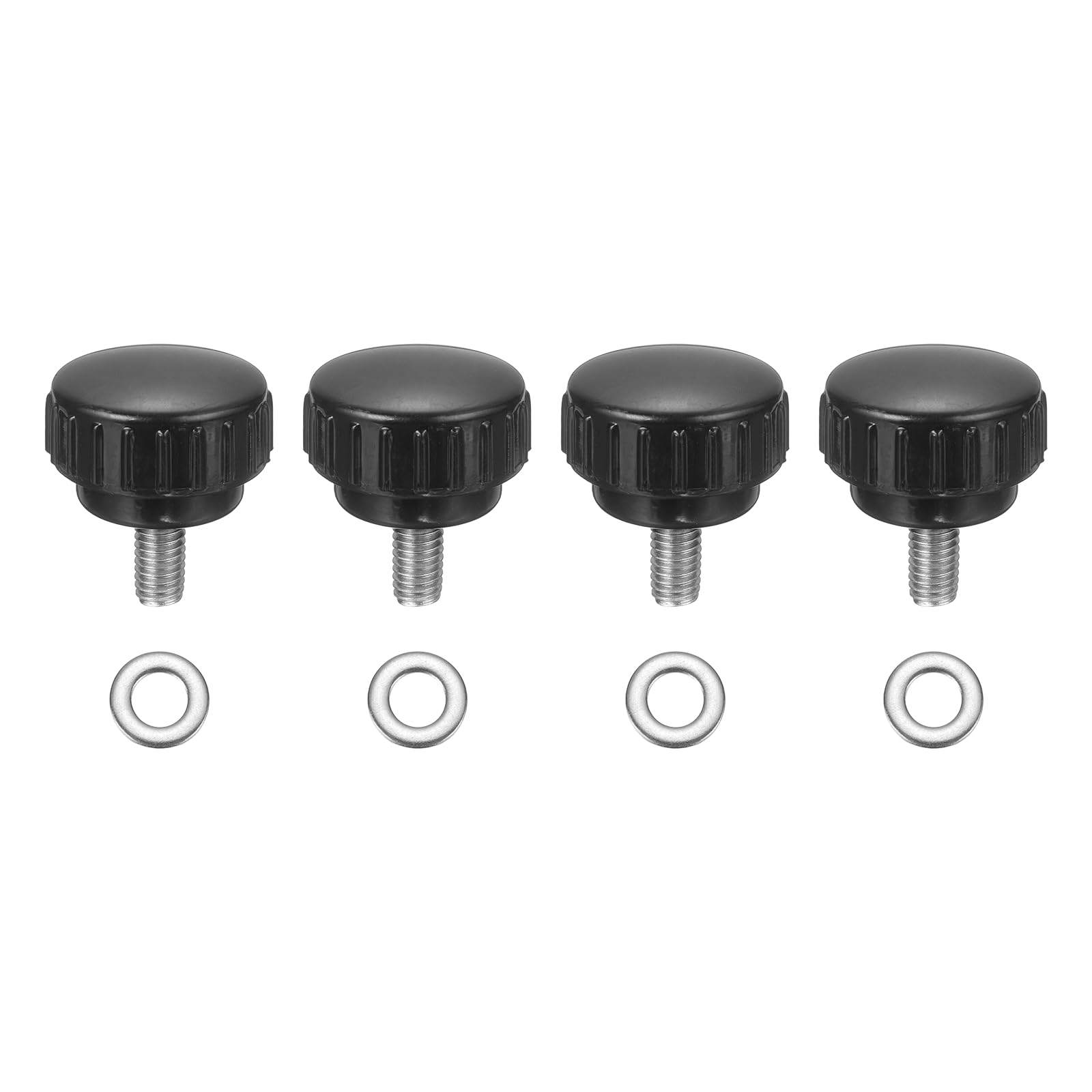sourcing map 4Pcs Knurled Clamping Knobs, M6 x 10mm Metric 304 Stainless Steel Male Thread Thumb Screws 25mm Width Knurled Handle Bolts Grip with Washers for Machine Umbrella Base Replacement