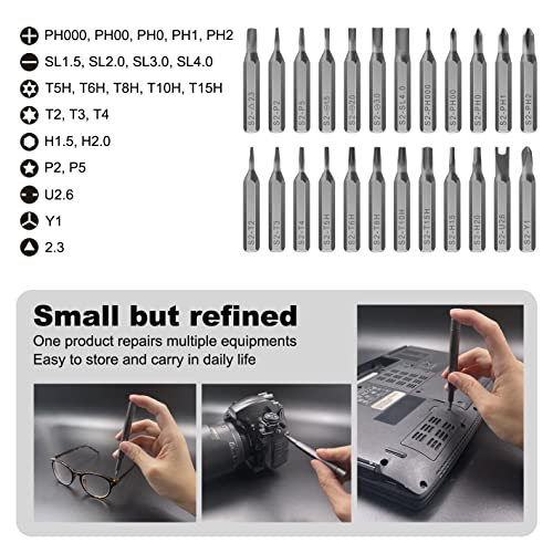 VCELINK Precision Screwdriver Set Small Magnetic with 24 S2 Bits, Mini Torx Screwdriver Kit with Aluminum Handle & Case - Image 3