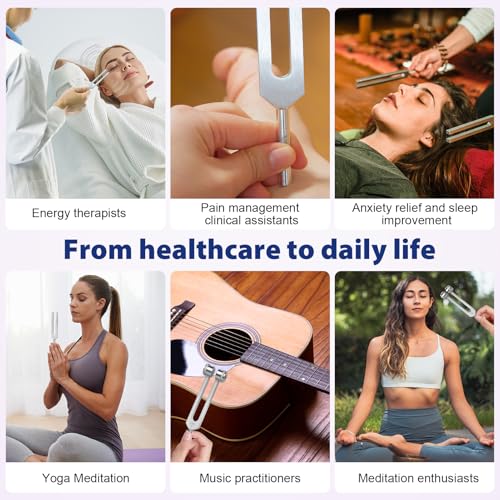 TEKGERLU Professional Tuning Fork Kit 128Hz 256Hz 512Hz Complete Set with Weighted & Unweighted Forks, Activator, Mallet, Case for Sound Healing & Frequency Therapy - Image 6