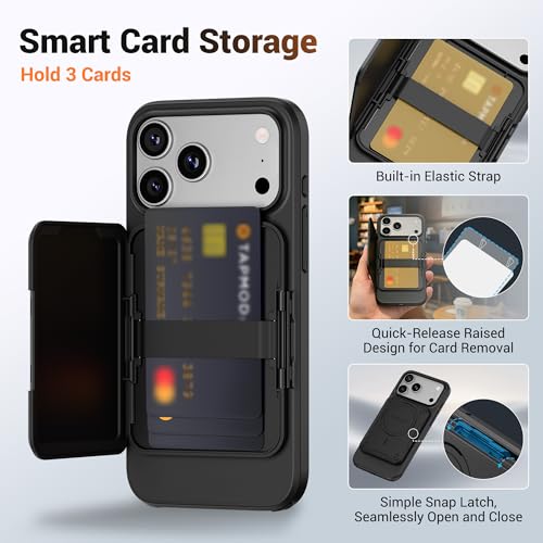 Étui robuste iPhone 17 Pro Max bleu anti-piratage RFID et support magnétique