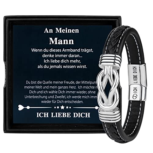 Merclix Valentinstag Geschenke für Ihn lederarmband Herren Ich Liebe Dich Geschenke für Männer Ehemann Freund Jahrestag Hochzeitstag Weihnachten