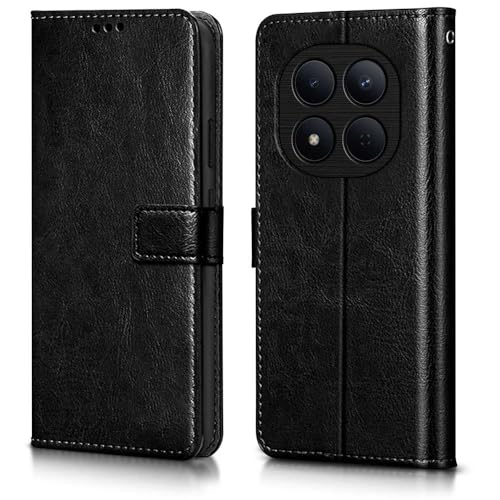 Image of WOW IMAGINE Shock Proof Flip Cover Back Case Cover for Redmi Note 15 Pro 5G (Flexible | Leather Finish | Card Pockets Wallet & Stand | Black)