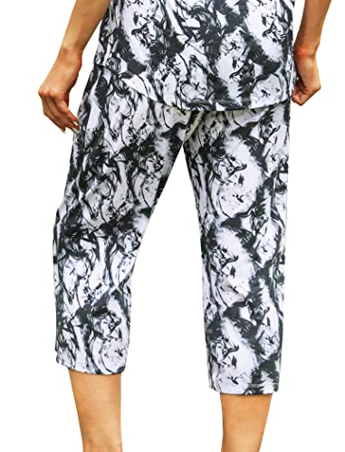 Image of ENJOYNIGHT Women's Capri Pajama Pants Lounge Causal Bottoms Print Sleep Pants
