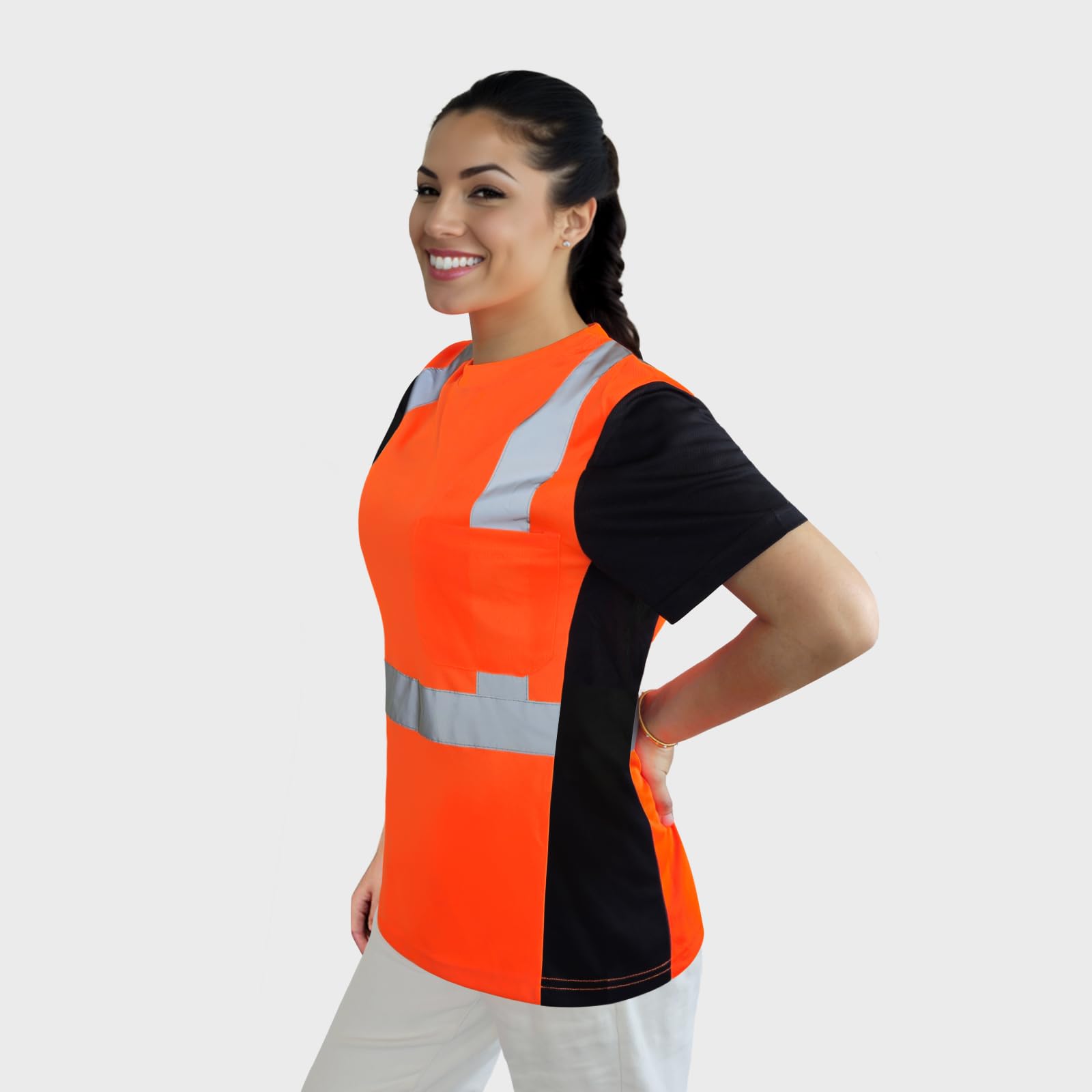 T-shirt haute visibilité à manches courtes, chemises de sécurité pour femmes, t-shirts haute visibilité.