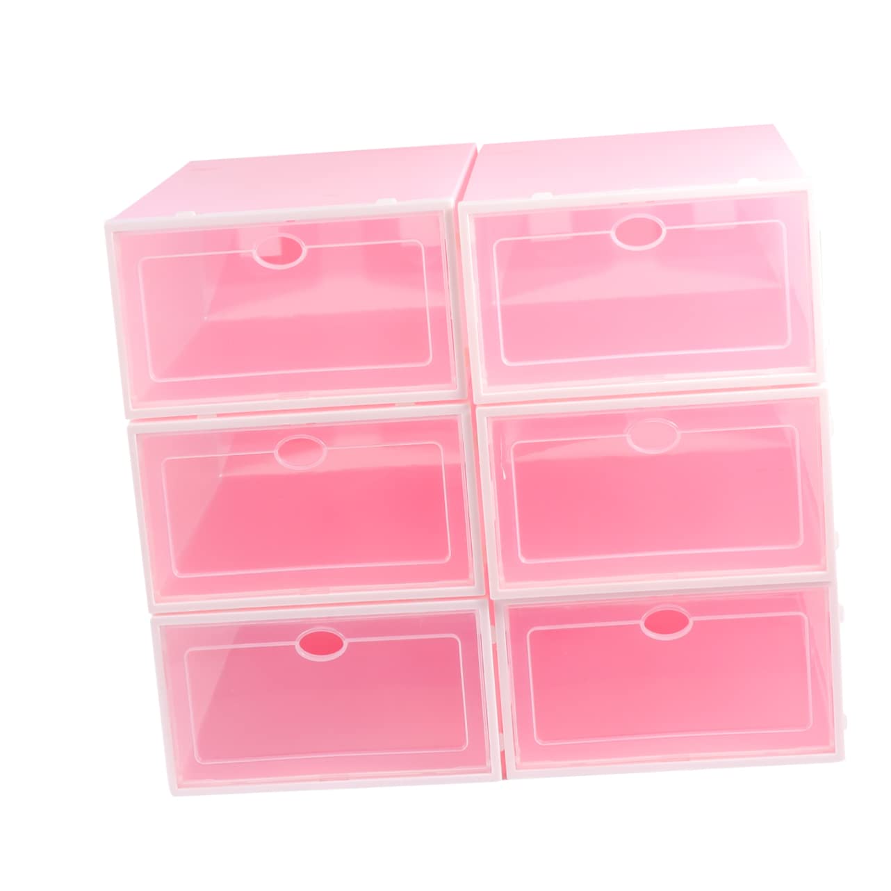 Alipis Caja de Zapatos Transparente de Plástico Rosa, Apilable Puerta Transparente, Paquete de 6 Piezas para Almacenamiento en Hogares y Organizadores