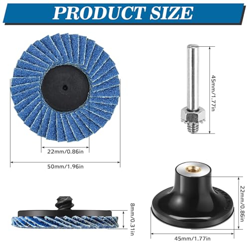 NCTNCX Fächerscheiben 50mm, 30 Stück Schleifscheiben Ø 50mm, Fächerscheibe für Bohrmaschine 40/60/80er Körnung, Professional Fächerschleifscheibe für Holz/Metall
