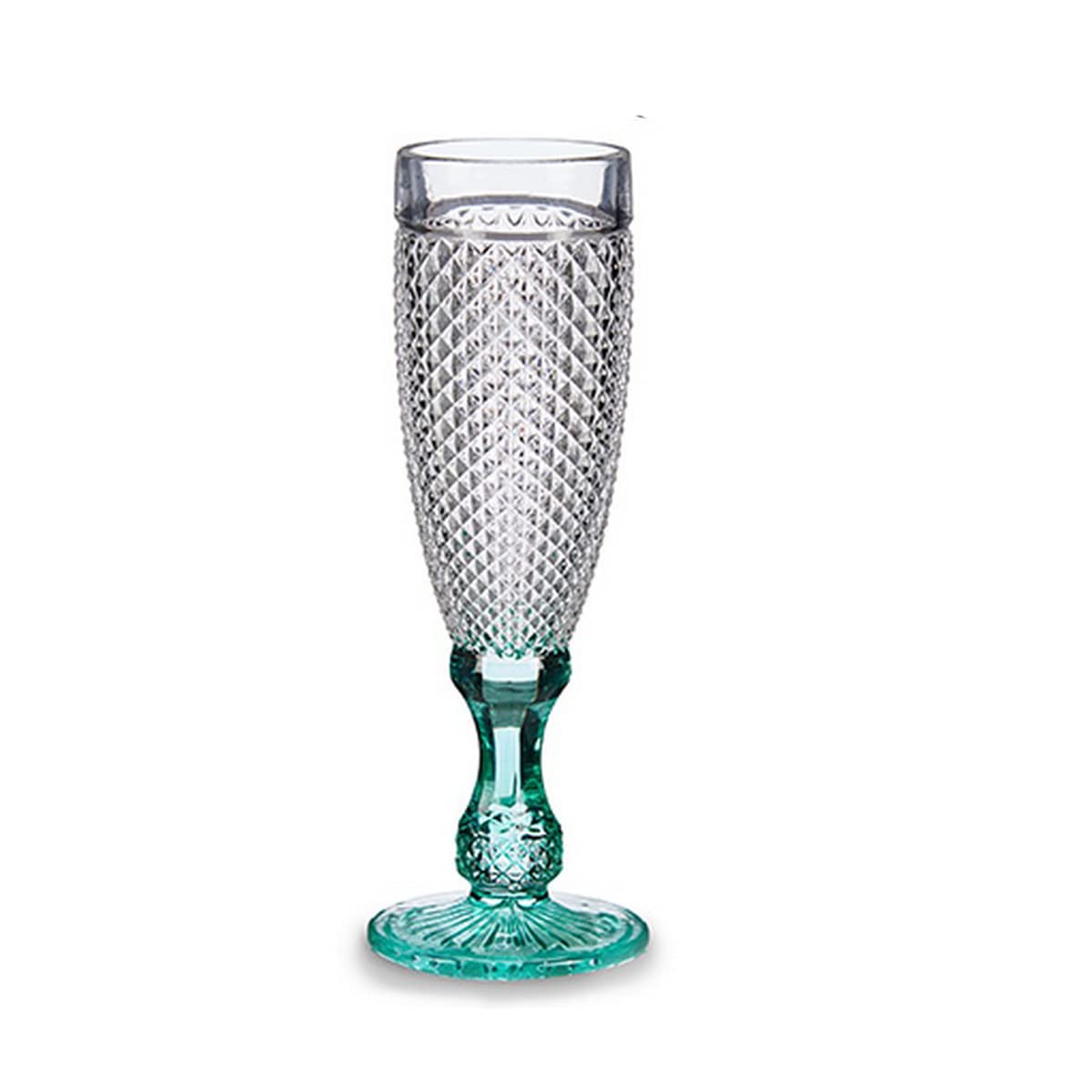 Vivalto Champagnerglas, Diamant, transparent, Türkis, Glas, 185 ml