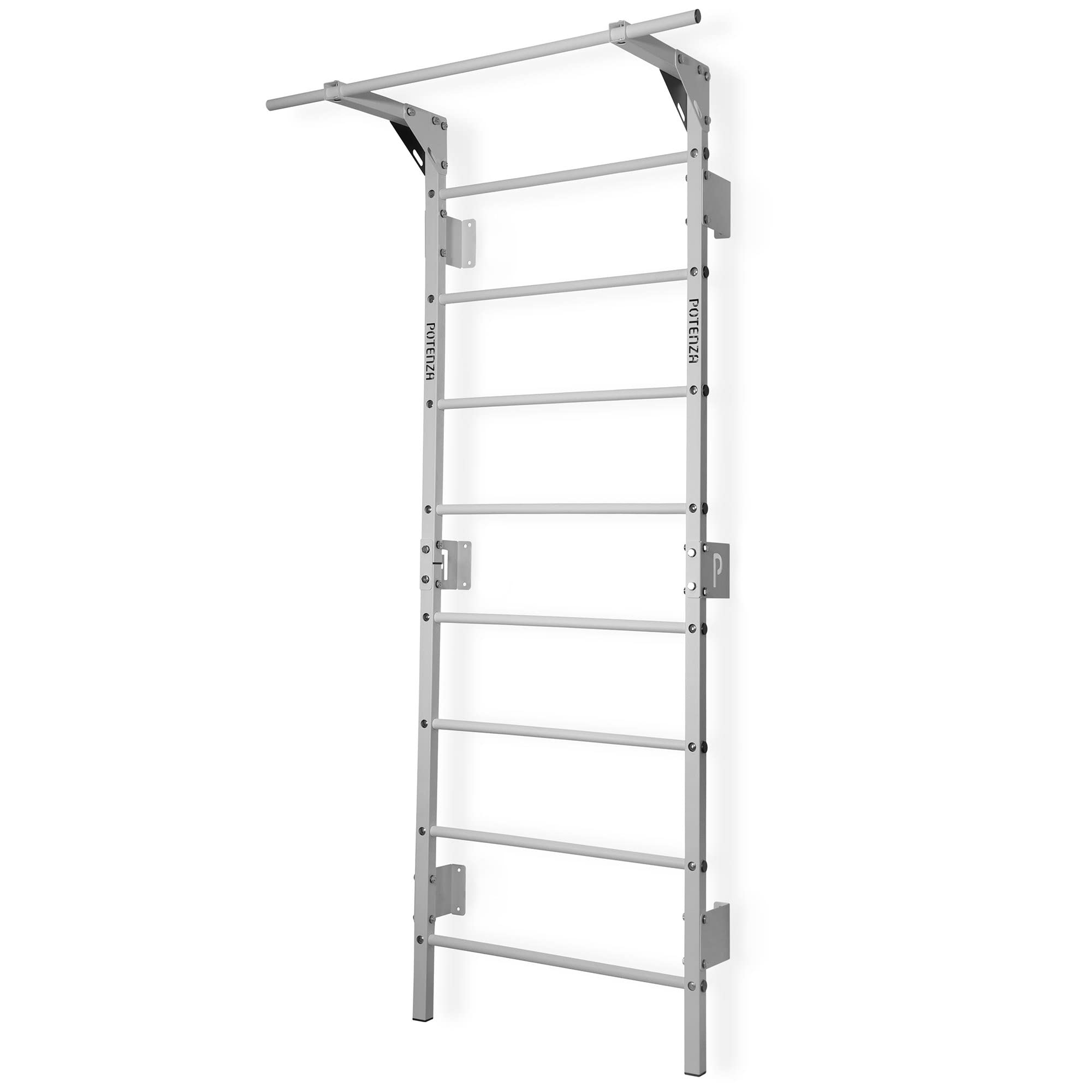 Potenza Spalliera Svedese in Acciaio con Barra per Trazioni – Scala da Ginnastica 230x81 cm per Casa e Palestra, Portata 250 kg, Home Gym Multifunzione