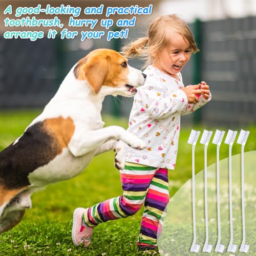 Image of Honeydak Dog Toothbrush Bulk Dual Headed Dental Brushes Dogs Tooth Brushing Kit Long Handle Pet Tooth Brush for Puppy Large Small Cats and Most Pets Teeth Cleaning Dental Supplies(70 Pcs,White)