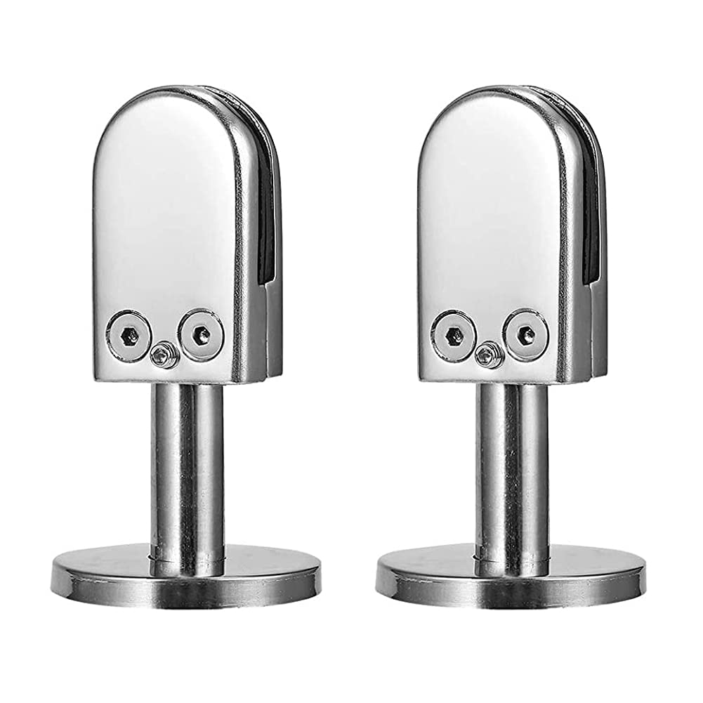 Pince à verre en acier inoxydable, 2 pièces, supports de verre 8 mm, réglable, avec colonne de support inférieure, pour panneaux de verre sans cadre de 5-8 mm