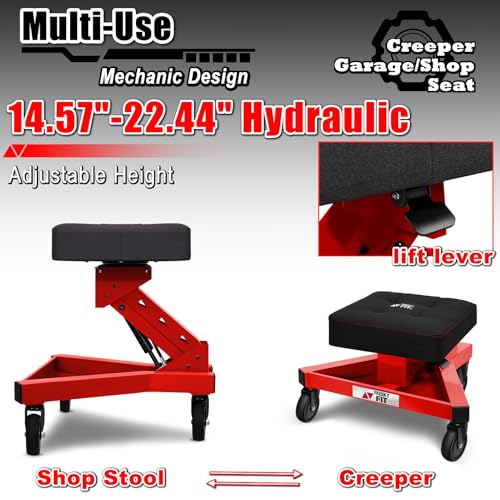 Bundle-Yellow Shop Stool and Red Creeper Seat