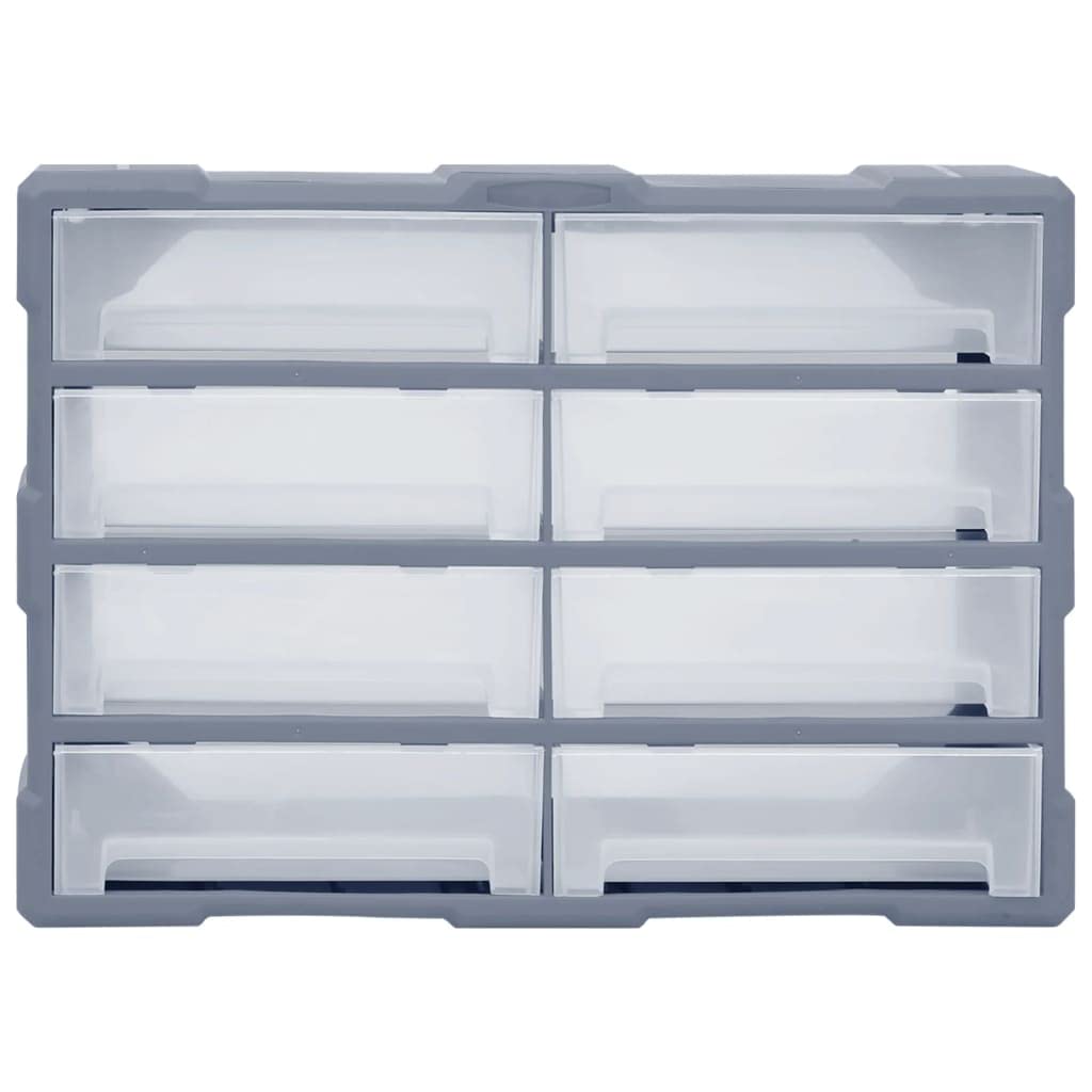 Wielofunkcyjny organizer do szuflad z 8 dużymi szufladami, 52 x 16 x 37 cm, tworzywo sztuczne PP do przechowywania narzędzi, skrzynka asortymentowa do warsztatu, garażu, piwnicy, wytrzymały i