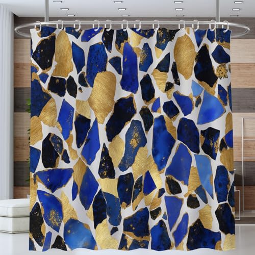 Frammenti Di Vetro Tenda Da Doccia 180 * 200cm, Lusso Vintage Impermeabili Tende Vasca Da Bagno, Tenda Doccia Blu Lunga Con Anelli per Bagno Hotel