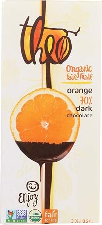 Theo Chocolate Organic Dark Chocolate With Orange Bar - 3 oz