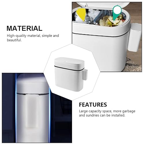 Miniatura 4 de LIFKOME Tapa de cubo de basura de capacidad de 14 litros, cesta de basura pequeña para baño, cocina, plástico blanco, impermeable, resistente, fácil