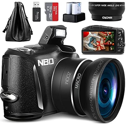 NBD Digital Camera Vlogging Camera for Photography, 4K/30FPS Video Camera Camcorder Ultra HD 48MP Compact Camera with 32GB SD card, 16x digital zoom, 3.0 inch screen&two batteries Cover