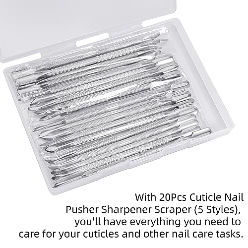 20 Pcs Cuticle Pusher Cuticle Cutter Double Ended Cuticle Pusher Bulk Nail Tools for Toenails Fingernails - Thumbnail 4
