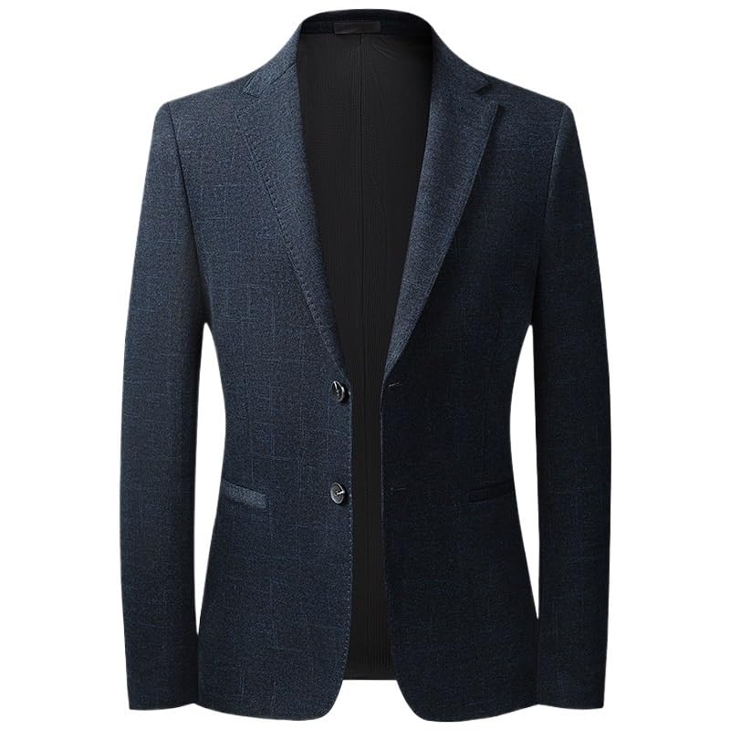 Mens Dark Blue Two Button Sport Coats and Blazers Real Pockets Slim Fit Business Casual Men Suit Suit Jacket