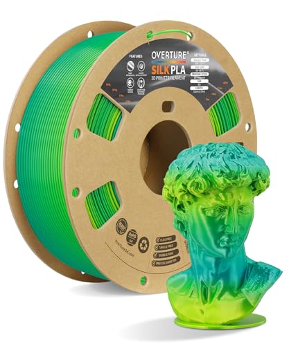 OVERTURE Silk PLA 3D Printer Filament 1.75mm, Color Changing PLA, Gradient Metallic Shine, High Flow, Low Warping, 1kg Cardboard Spool, Ideal for Cosplay & Artistic Prints (Silk Tropic)
