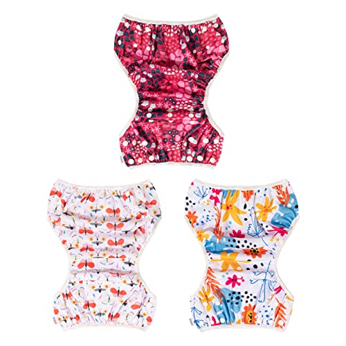 Image of ALVABABY Cloth Swim Diaper 3pcs Baby /Toddler /Infant Snap Reusable Adjustable Swimming Diaper Baby Boy and Girl 3SWY32 Small (Pack of 3)