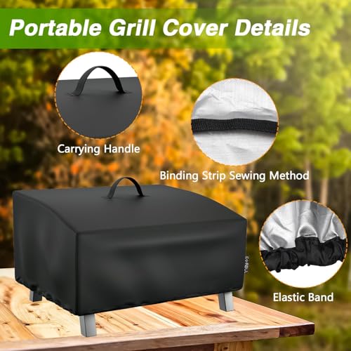 Image of EVRBUL Portable Grill Cover Fit for Cuisinart CGG-306 2 Burner Gas Grill, 420D Tabletop Grill Cover Fit for Pit Boss 10697 75275 Fit for Royal Gourmet GT1001, 25 inch L x 19 inch W x 15 inch H