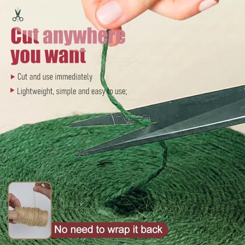 Image of SMART&CASUAL 2mm Natural Jute Twine String Thin for Craft Plant Garden Gift Wrapping Christmas Handmade Art Decoration Packing String Home Art Decoration (Leaf Green) (328 Ft (100M))