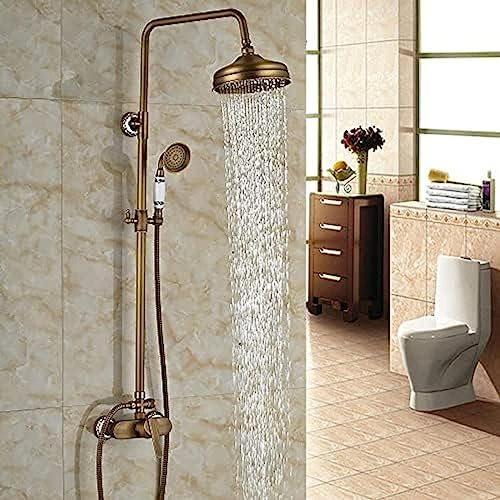 Colonne de douche rétro laiton vieilli mélangeur bain douche pommeau tête vintage