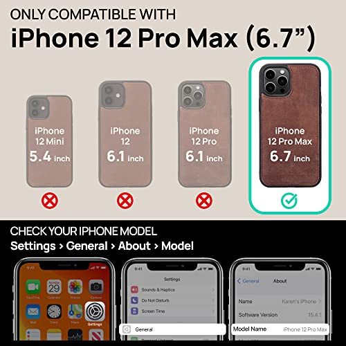 Oxa Leather Iphone 12 Pro Max Case Wallet, Leather Case With Card Slot, Rfid Blocking, Full Grain Folio Flip Cover, Kickstand, Detachable Leather Wallet Case Compatible With Magsafe Brown #TOP6