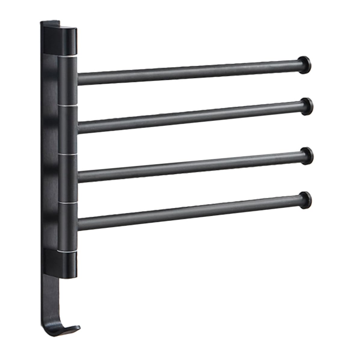 Barre porte-serviettes pivotante 4 bras Zerodeko en aluminium noir pour salle de bain