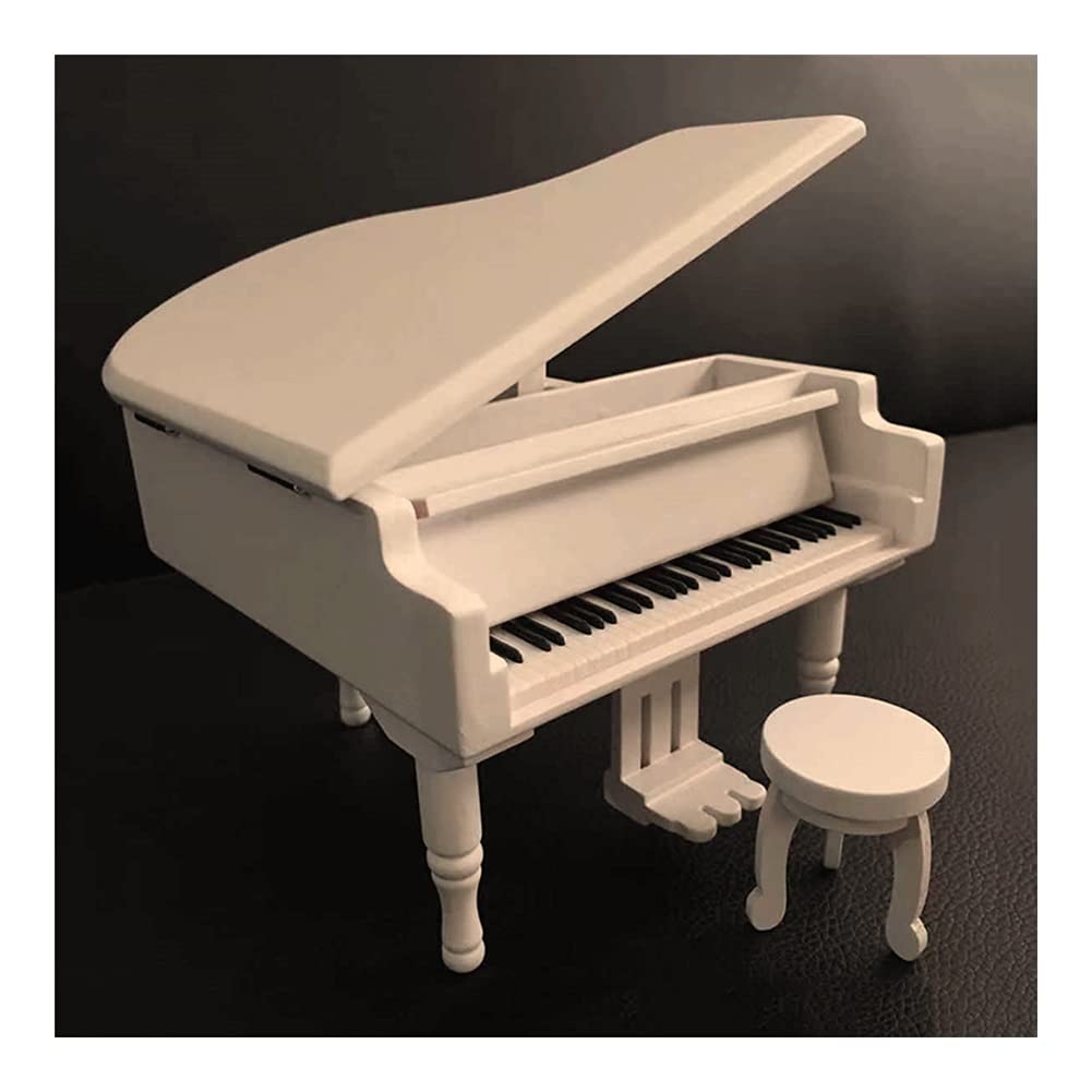 Boîte de Musique Boîte Musicale en Bois Grand Piano Music Boxs Exquis Saint Valentin de Noël Cadeau d'anniversaire Cadeau créatif (Color : White)