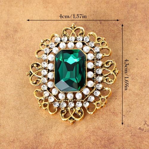 Image of Antique Rhinestone Brooch Pin for Women Victorian Brooches Vintage Crystal Flower Lapel Pins Clip Elegant Floral For Wedding Christmas Ornament Hat Sweater Coat Scarves Dress Badges Jewelry