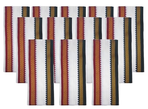 Image of Handloom Cotton + Polyester Mix God Towel | Gamcha /Angocha Towel | Fast Absorbing Bath Towels for Men, Women & Kids | Perfect for Everyday Use |Pack of 12 | Size 76 x 168 cm | White
