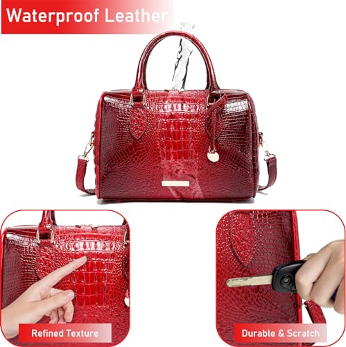 Image of Makcr Joacbv Top-Handle Crocodile Purses For Women Crossbody Leather Bags Trendy Large Capacity Tote with Shoulder Strap