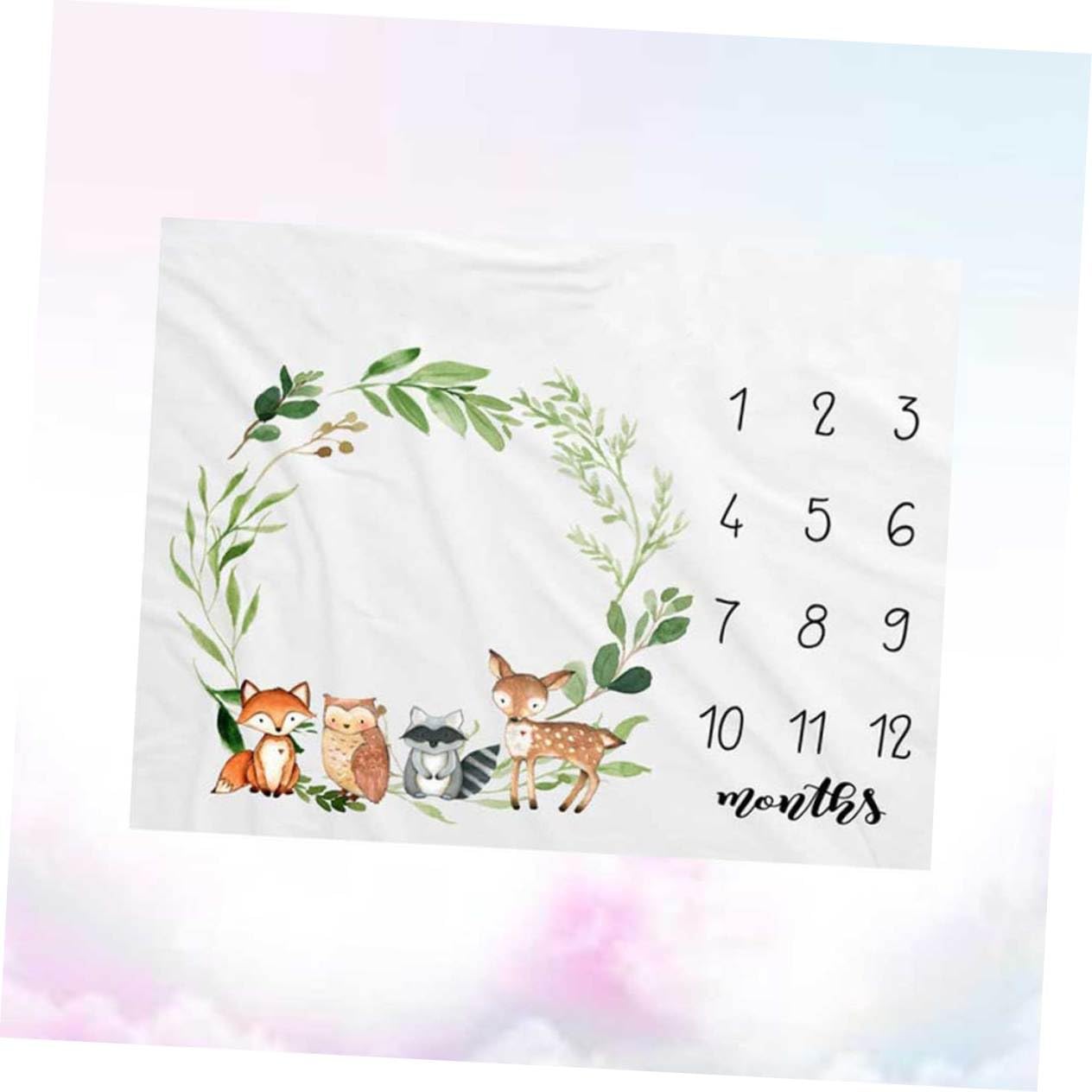 Toyvian 2piezas Mensual Diseño De Ciervo para Bebés Prop De Fotografía De Crecimiento De Franela Suave para Cumpleaños De Recién Nacidos Cuna
