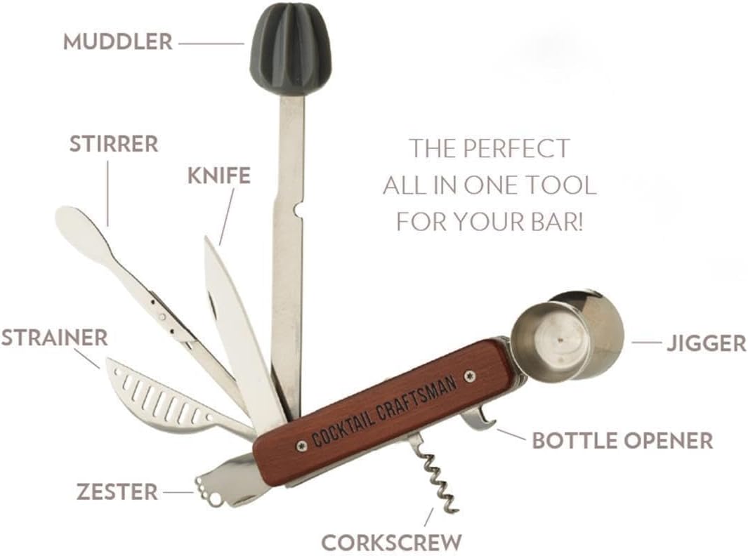 Two's Company Cocktail Craftsman Mix Master Tool in Gift Box, 8.75-Inch, Stainless Steel