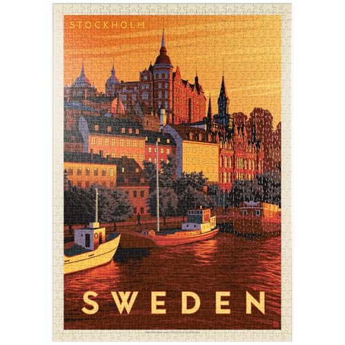 MyPuzzle Suède : Stockholm, Affiche Vintage - Premium 1000 Pièces Puzzle - Collection spéciale MyPuzzle de Anderson Design Group