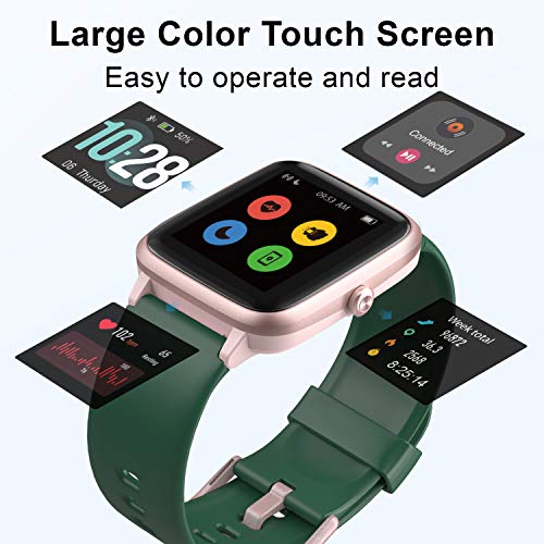 ANBES Health and Fitness Smartwatch with Heart Rate Monitor, Smart Watch for Home Fitness Tracking, Yoga, Exercise Bike, Treadmill Running, Compatible with iPhone and Android Phones for Women Men