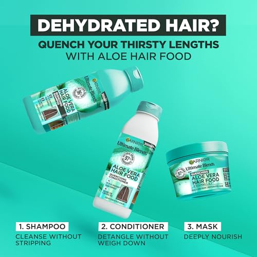 Garnier Hair Food Multi-use Hair Treatment Mask, Offers 8x More Hydration, Ideal for Dehydrated hair, No Silicones, Vegan Formula, Aloe Vera, Ultimate Blends, 400ml - Image 7