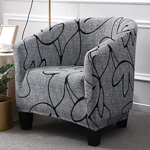 Image of SearchI Club Chair Slipcover Stretch Barrel Chair Covers Printed Tub Chair Slipcovers Soft Spandex Armchair Sofa Cover Removable Couch Furniture Protector Arm Chair Cover for Living Room(Pattern 1)