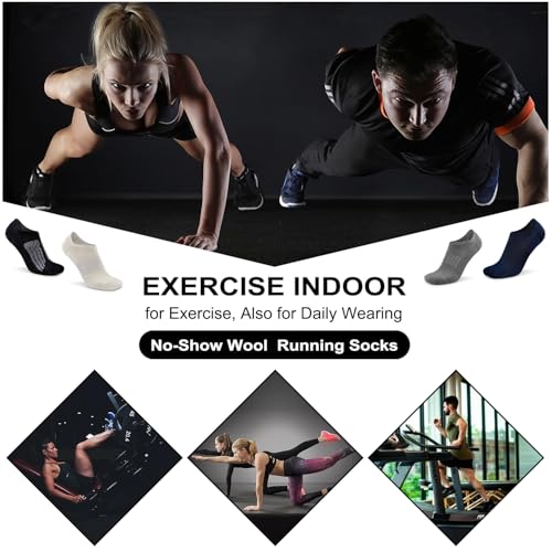 Image of Busy Socks No Show Merino Wool Athletic Running Socks for Men Women,Low Cut Thin Soft Sport Wool Socks with Non-Slip Grips