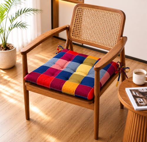 Image of BSB HOME Chair Pad Cushion with Tie Straps, Thick Tufted Seat Cushion for Dining, Office & Wooden Chairs, Soft Comfortable Chair Seat Pad with Durable Stitching, 16 x 16 Inches (41 x 41 cm) - Cobalt