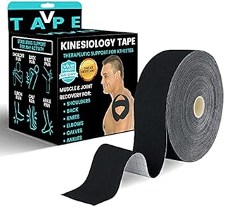 Vive Kinesiology Tape (105 Feet) - Therapeutic Athletic Support Tape - Uncut Kensio Roll - Muscle and Joint Recovery for Shoulder, Back, Knee, Elbow and Ankle Pain Relief - Waterproof for Sports
