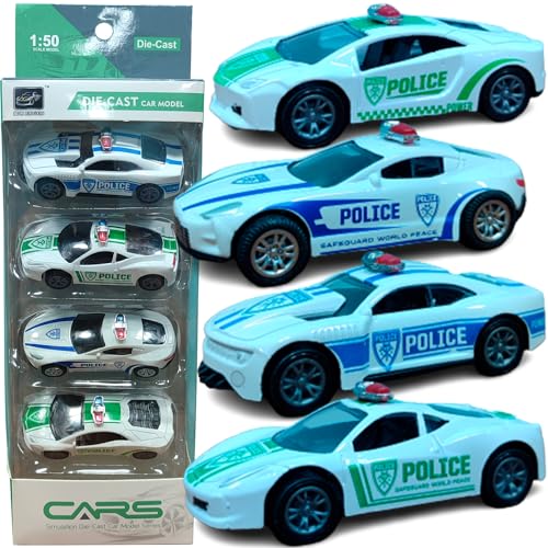 RECIÉNACIDOS - Carros de brinquedo de corridas de polícia, emoção rápida e diversão sem limites para pequenos agentes em formação [conjunto de 4 carros]