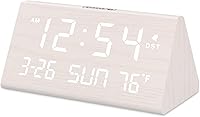 Vista 12 de DreamSky Reloj Despertador Digital de Madera para Dormitorio - Relojes Eléctricos de 7.7" con Puerto USB, Números Grandes, Temperatura, Atenuador
