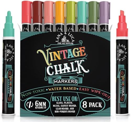 Liquid Chalk Markers 8-Pack 6mm Vintage – Chalkboard Glass view 8