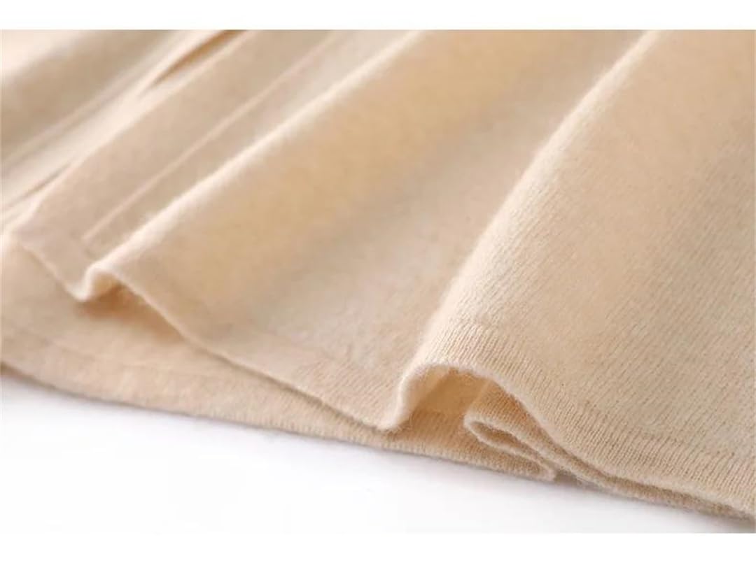 Abito da donna in maglia di lana con scollo a V ampio abbottonato manica midi abito caldo autunno inverno, beige-XL
