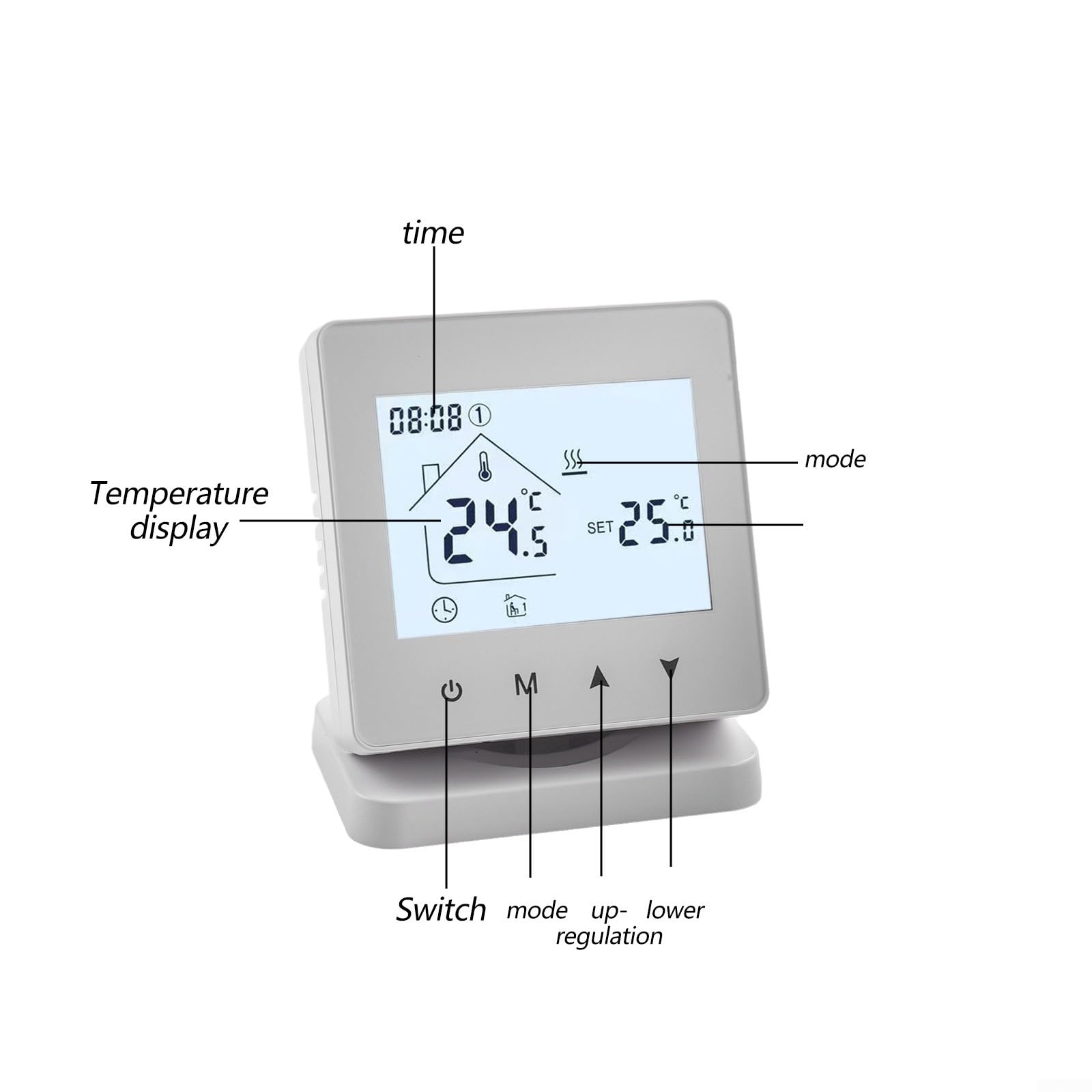 Termostato inalámbrico inteligente para caldera de gas, controlador de temperatura programable de 5+2 días con receptor, control remoto a través de la aplicación TUYA, compatible con voz