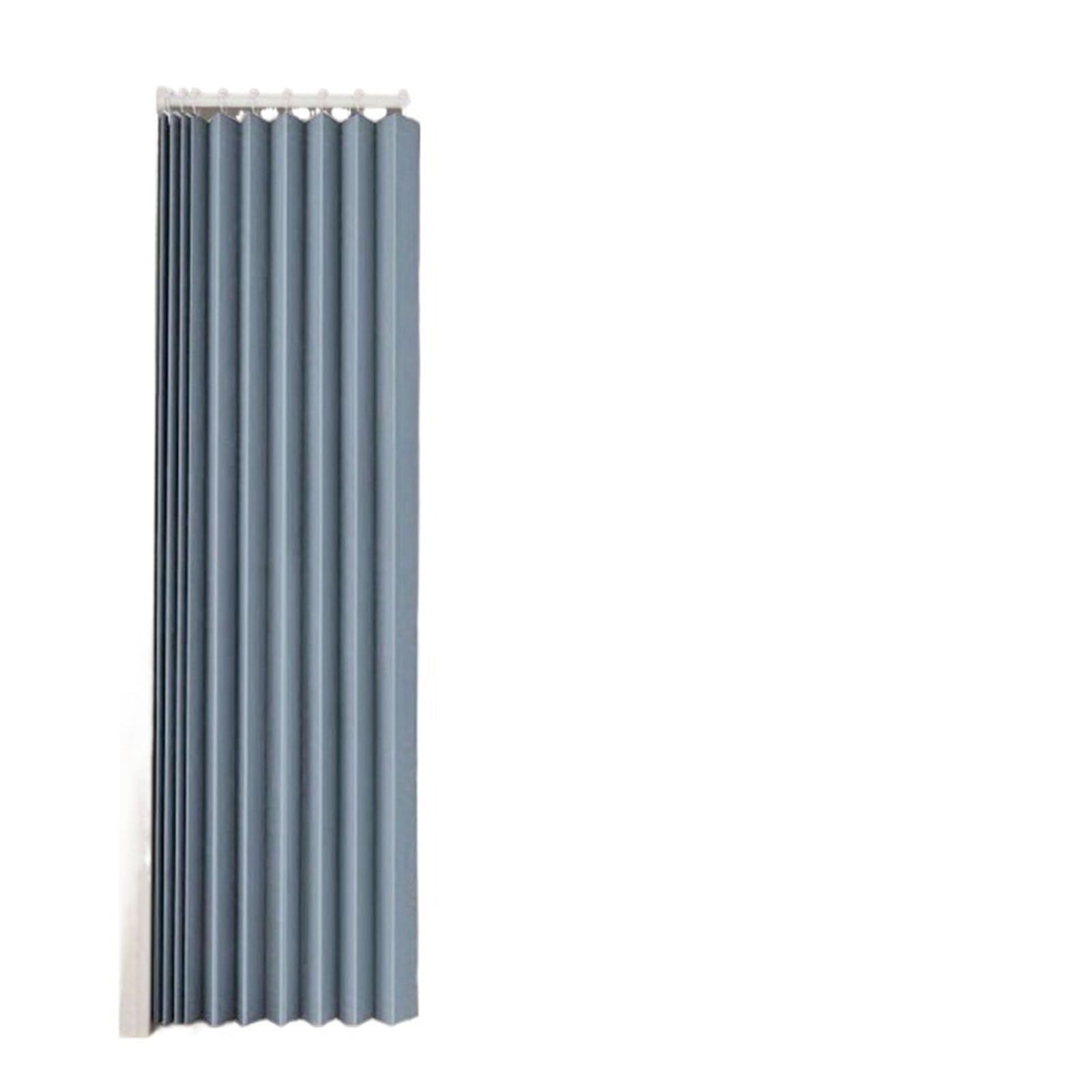 WEQYFDC Blackout Door Curtains Folding Accordion Door Curtain Pleated Room Divider, Retractable Fabric Partition Wall For Home Office(Blue,180x200cm)